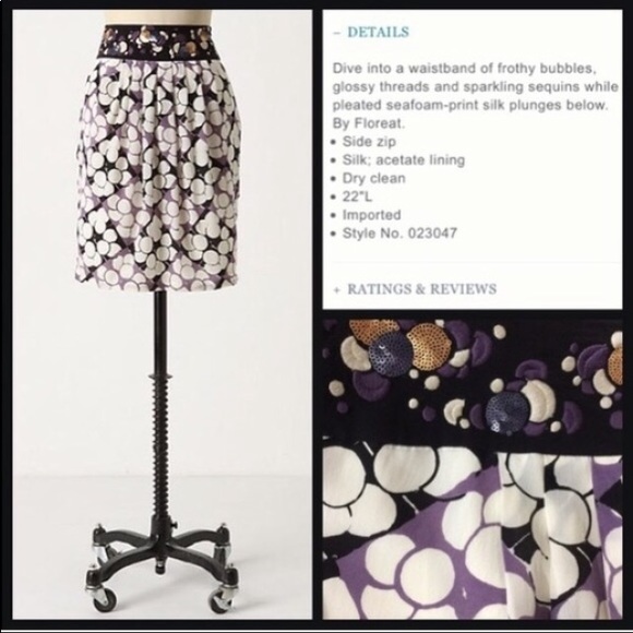 Anthro Floreat Silk Embroidered Beaded Sequin Bubbles Skirt - Picture 7 of 10